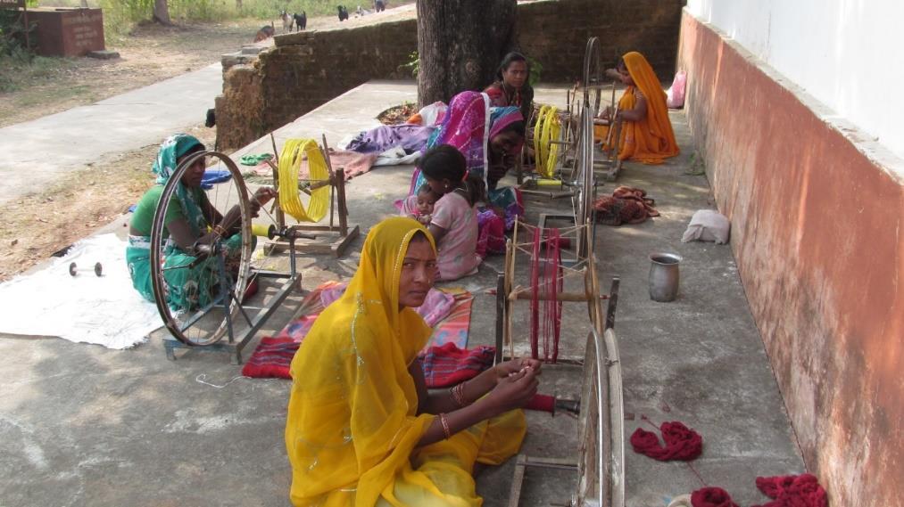 Rural Artisan Women Spinning Charkha in Bharatpur
